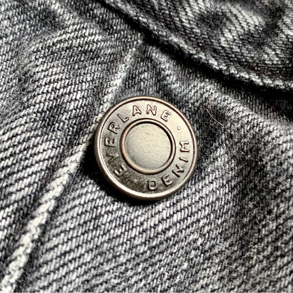 Everlane Black Wash Straight Button Front Denim Jeans Cotton 90s Cheeky 26 Ankle - Picture 6 of 13